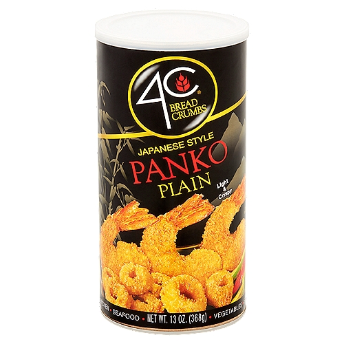 4C Japanese Style Panko Plain Bread Crumbs, 13 oz
Chicken, seafood, vegetables, stuffings, cutlets, meat balls, casseroles

4C® Panko Japanese Style Bread Crumbs are delicate, light & crispy...the perfect coating for chicken, fish, seafood, meat and vegetables. Our Panko Bread Crumbs are large and flaky and will make all your recipes lighter and crunchier.
