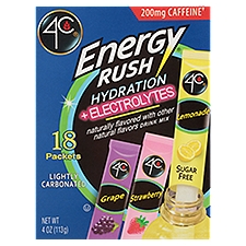 4C Energy Rush PSD with Electrolytes Variety Pack Stix, 18 ct (Lemonade/Strawberry/Grape -- 6 stix of each flavor), 4 Ounce