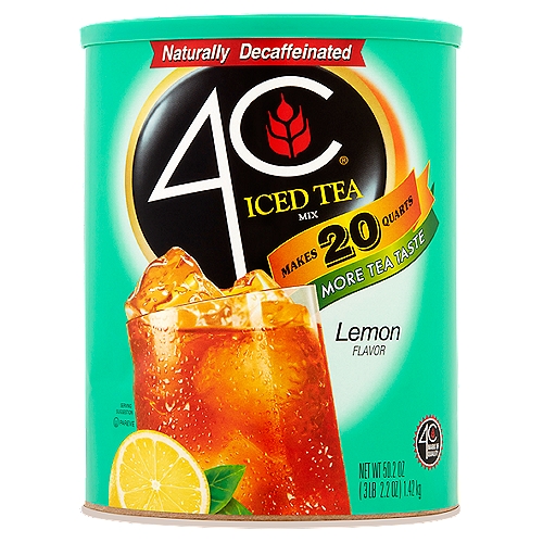 Makes 20 quarts. Natural lemon flavor. Naturally decaffeinated. 