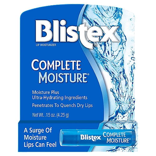 Blistex Complete Moisture Lip Moisturizer, .15 oz
Moisture Replenish®: Unlike ordinary balms, Complete Moisture contains moisture itself to quench dry, thirsty lips. It's formulated to replenish lips with moisturizing ingredients that actually penetrate into dry lips, instead of just sitting on the surface.