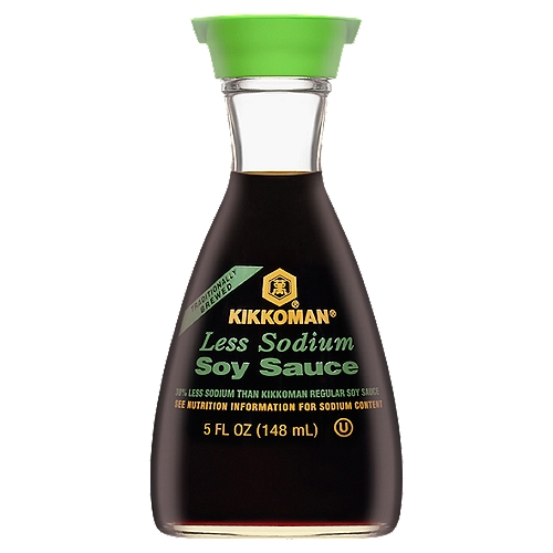 Kikkoman Less Sodium Soy Sauce, 5 fl oz
Kikkoman Less Sodium Soy Sauce contains 590 mg sodium per serving, compared to 960 mg in our regular soy sauce.