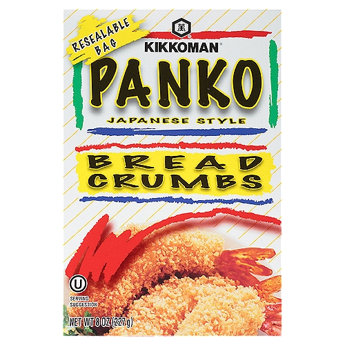 Kikkoman Panko Japanese Style Bread Crumbs, 8 oz
What Makes Them Special?
Kikkoman Panko Bread Crumbs are unique because they are made from bread that has been custom baked to make airy, crispy crumbs. Then the crumbs are toasted to a delicate crunch that won't burn as easily during cooking. And since they are unseasoned, Kikkoman Panko Bread Crumbs will combine perfectly with all types of seasoning ingredients.

Perfect with Panko!
Our rich, thick Katsu Sauce is the perfect partner for crispy Panko-coated foods. Use it right from the bottle as a topping for breaded pork or turkey cutlets or a sweet-savory dipping sauce for fried shrimp, chicken nuggets, fish sticks and other finger foods. Great for meatloaf, too.