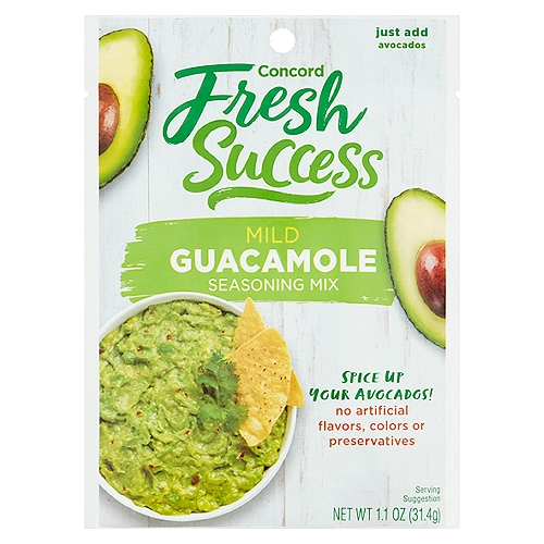 Concord Fresh Success Mild Guacamole Seasoning Mix, 1.1 oz
Delight your family and show your favorite fruits & veggies some love with delicious and flavorful seasoning mixes.