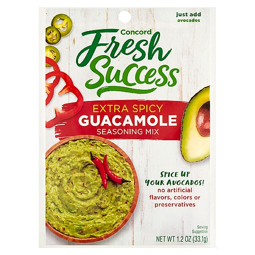 Concord Fresh Success Extra Spicy Guacamole Seasoning Mix, 1.2 oz
Delight your family and show your favorite fruits & veggies some love with delicious and flavorful seasoning mixes.