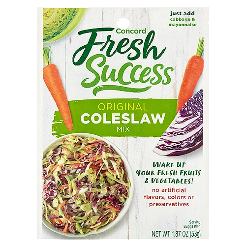 Concord Fresh Success Original Coleslaw Mix, 1.87 oz
Delight your family and show your favorite fruits & veggies some love with delicious and freshly made side dishes.