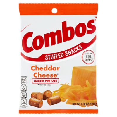 Combos Cheddar Cheese Baked Pretzel Stuffed Snacks, 6.30 oz, 6.3 Ounce