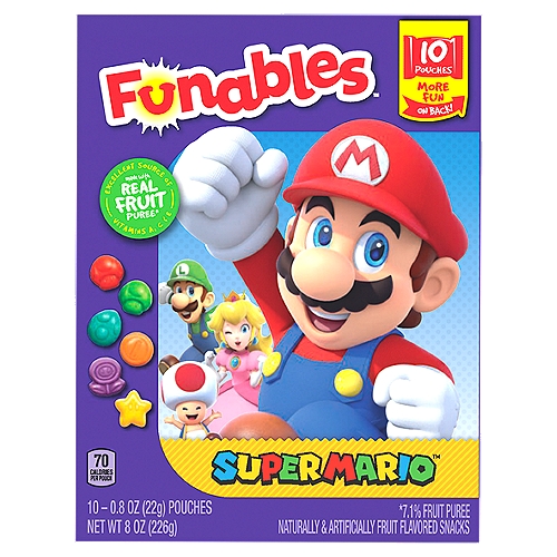 Funables Super Mario Fruit Flavored Snacks 0.8 oz, 10 count