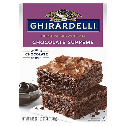 GHIRARDELLI Premium Chocolate Supreme Brownie Mix, 18.75 oz
What do you get when you add delicious, velvety chocolate syrup to the perfect brownie? Ultra-rich, moist and chewy brownie perfection. The luxuriously deep flavor and smooth texture of GHIRARDELLI premium cocoa is the secret to our mouthwatering premium mixes. Each order contains one 18.75-ounce box.