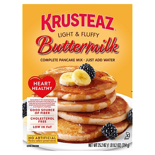 Krusteaz Buttermilk Complete Pancake Mix, 25.2 oz
Keep the heart healthy and the taste buds happy.