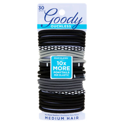 Goody Ouchless Medium Hair No-Metal Elastics, 30 count