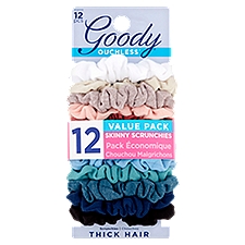 Goody Ouchless Thick Hair Skinny Scrunchies Value Pack, 12 count, 12 Each