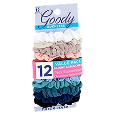 Goody Ouchless Thick Hair Skinny Scrunchies Value Pack, 12 count