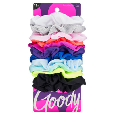 Goody Scrunchie Large Plain Cotton Bright Asst, 12 count