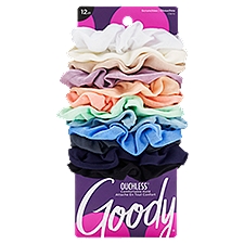 Goody Scrunchie Large Plain Cotton Soft Assorted, 12 count