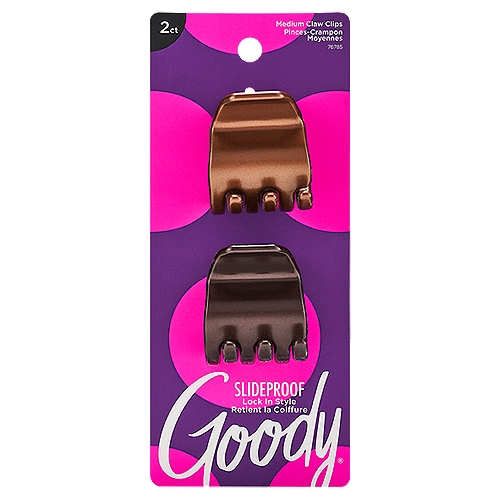 Goody SlideProof Medium Claw Clips, 2 count