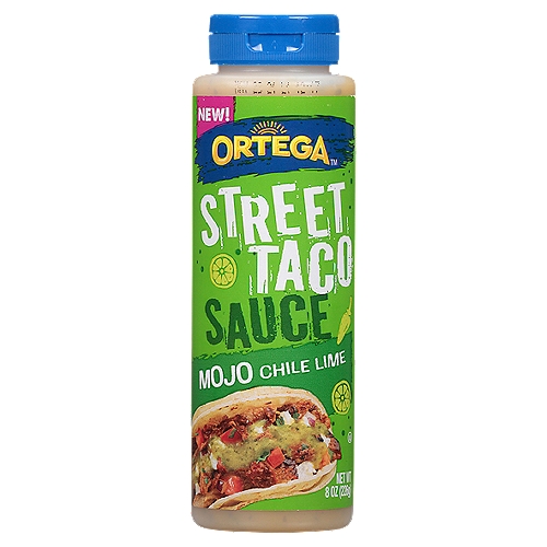 Ortega Mojo Chile Lime Street Taco Sauce, 8 oz
Blow Up Your Taco Night with Ortega® Street Taco Sauces! Authentic Street Taco Flavor in Your Own Home with No Work and No Effort but All the Amazing Taste and Flavor You'd Expect from a Taco Truck! It's a Win-Win for You and the Whole Family. How Does It Feel to be a Taco-Night-Hero?