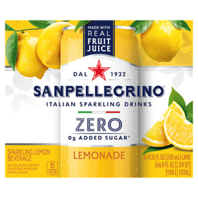 Sanpellegrino Zero Lemonade Sparkling Lemon Beverage, 6 count, 11.15 fl