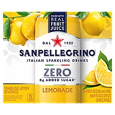 Sanpellegrino Zero Lemonade Sparkling Lemon Beverage, 6 count, 11.15 fl oz