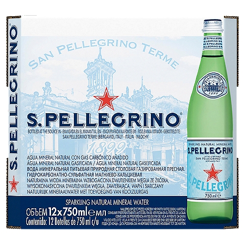 S. Pellegrino Sparkling Natural Mineral Water, 25.3 fl oz, 12 count
