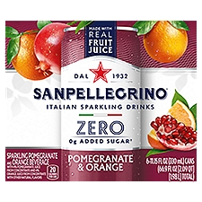 Sanpellegrino Zero Sparkling Pomegranate & Orange Beverage, 6 count, 11.15 fl oz