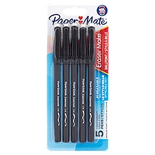 Paper Mate Eraser Mate 1.0mm Medium Ballpoint Pens, 5 count