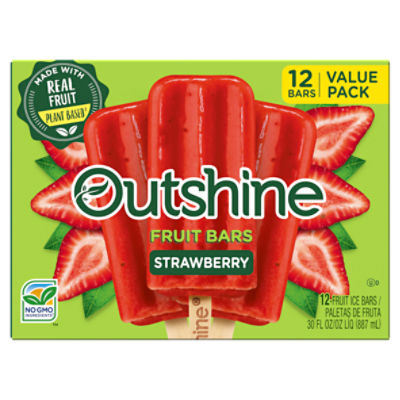 Outshine Strawberry Fruit Ice Bars Value Pack, 12 count, 30 fl oz