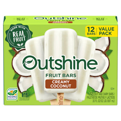 Outshine Creamy Coconut Fruit and Dairy Bars Value Pack, 12 count, 30 fl oz