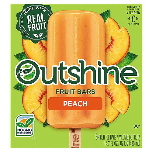 No GMO Ingredients†™n†SGS Verified the Nestlé Process for Manufacturing this Product with No GMO Ingredients. sgs.com/no-gmonnNo artificial colors or flavors⁺n⁺Added Colors from Natural SourcesnnGet Ready to Snack Brighter®nRefreshingly RealnEvery bite of an Outshine® Fruit Bar tastes like biting into a piece of ripe fruit. Made with real fruit and fruit juice, it's the snack that refreshes you from the inside out.