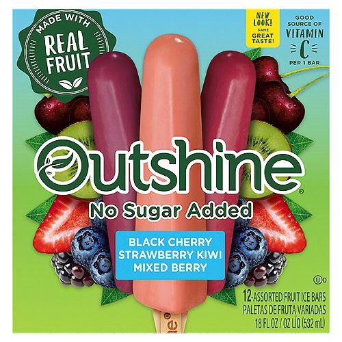 Outshine Black Cherry, Strawberry Kiwi, Mixed Berry Fruit Ice Bars, 12 count, 18 fl oz