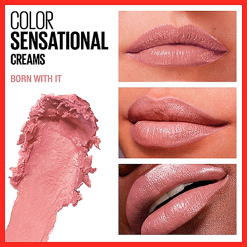 Maybelline Color Sensational The Creams, Cream Finish Lipstick Makeup, Born  With It, 0.15