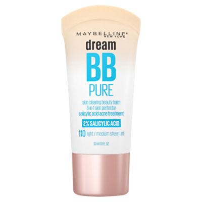 Maybelline New York Dream BB Pure 110 Light/Medium Sheer Tint Skin Clearing Beauty Balm, 1.0 fl oz