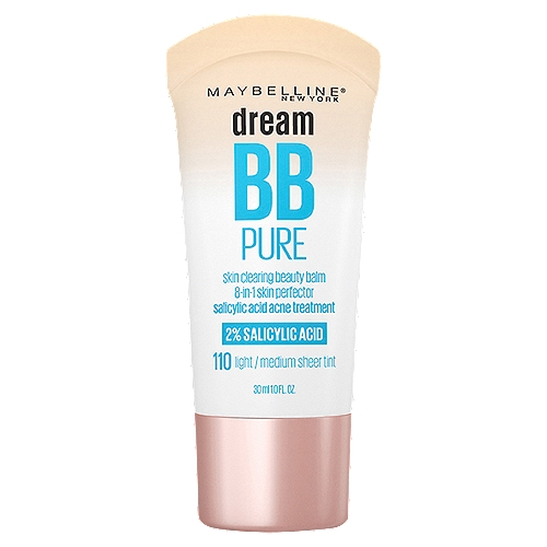 Maybelline New York Dream BB Pure 110 Light/Medium Sheer Tint Skin Clearing Beauty Balm, 1.0 fl oz