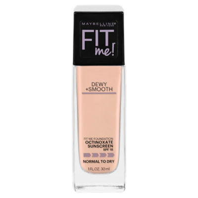 Maybelline New York Fit Me! Dewy+Smooth 128 Warm Nude Foundation, SPF 18, 1 fl oz