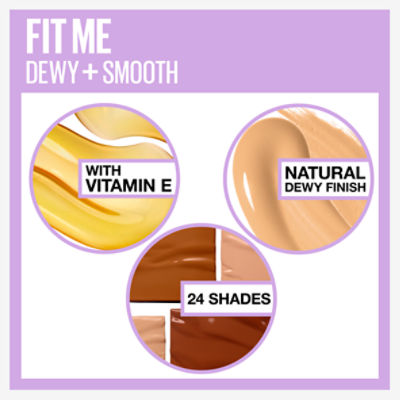 Maybelline Fit Me Dewy and Smooth Liquid Foundation, SPF 18, 128 Warm Nude,  1 fl oz