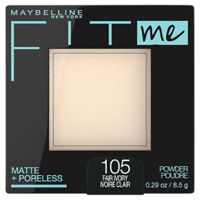 Maybelline New York Fit Me 105 Fair Ivory Matte + Poreless Pressed Powder, 0.29 oz