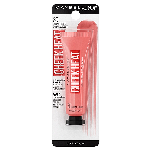 Maybelline New York Cheek Heat 30 Coral Ember Sheer Gel-Cream Blush, 0.27 fl oz