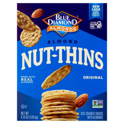 Blue Diamond Almonds Nut-Thins Almond Original Rice Cracker Snacks with Almonds, 4.25 oz, 4.3 Ounce