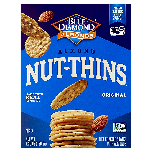 Blue Diamond Almonds Nut-Thins Almond Original Rice Cracker Snacks with Almonds, 4.25 oz
Handfuls of Fantastic, Flavorful Crunching You Can Feel Good About

We love our almonds so much we baked them into crispy crackers with irresistible flavors. Dig in, dip them, pass them around. It's the ultimate snack with the one and only nutty crunch. Crunch on!!