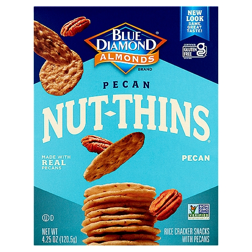 Blue Diamond Almonds Nut-Thins Rice Cracker Snacks with Pecans, 4.25 oz
Handfuls of Fantastic, Flavorful Crunching You Can Feel Good About
We love our pecans so much we baked them into crispy crackers with irresistible flavor. Dig in, dip them, pass them around. It's the ultimate snack with the one and only nutty crunch. Crunch on!!