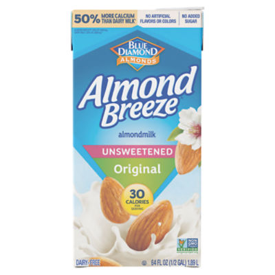 Blue Diamond Almonds Almond Breeze Unsweetened Original Almondmilk, 64 fl oz, 64 Fluid ounce