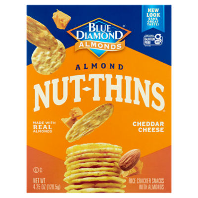 Blue Diamond Almonds Nut-Thins Cheddar Cheese Rice Cracker Snacks with Almonds, 4.25 oz, 4.3 Ounce