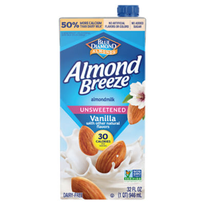 Blue Diamond Almonds Almond Breeze Unsweetened Vanilla Almondmilk, 32 fl oz, 32 Fluid ounce