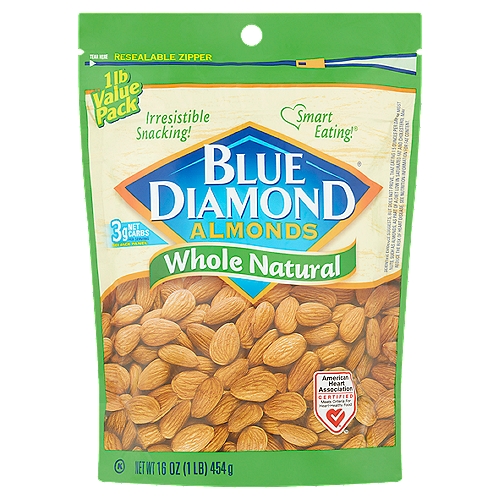 Blue Diamond Whole Natural Almonds Value Pack, 16 oz
Irresistible snacking!

Smart Eating!®