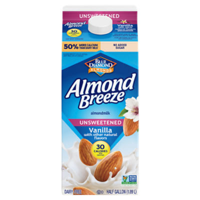Blue Diamond Almonds Almond Breeze Unsweetened Vanilla Almondmilk, half gallon, 1.89 Each