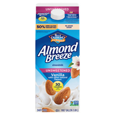 Blue Diamond Almonds Almond Breeze Unsweetened Vanilla Almondmilk, half gallon