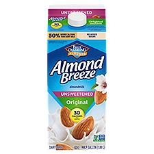 Blue Diamond Almonds Almond Breeze Unsweetened Original Almondmilk, half gallon, 63.91 Fluid ounce