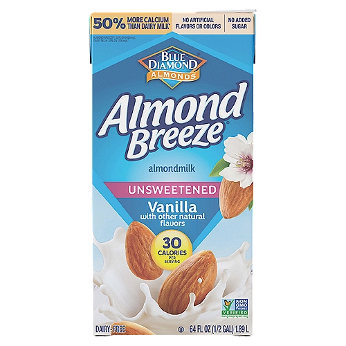 Blue Diamond Almonds Almond Breeze Unsweetened Vanilla Almondmilk, 64 fl oz
Almond Breeze non-dairy almondmilk is delicious in everything, from cereals and smoothies to cooking and baking. Browse our variety of almondmilk including sweetened and unsweetened as well as vanilla and chocolate.