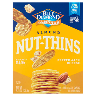 Blue Diamond Almonds Nut-Thins Almond Pepper Jack Cheese Rice Cracker Snacks, 4.25 oz, 4.3 Ounce