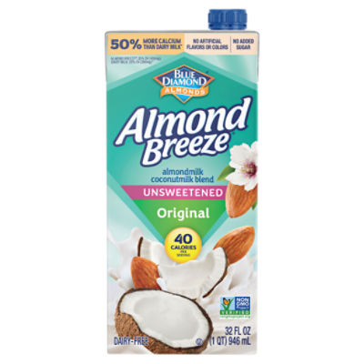 Blue Diamond Almonds Almond Breeze Unsweetened Original Almondmilk Coconutmilk Blend, 32 fl oz, 32 Fluid ounce