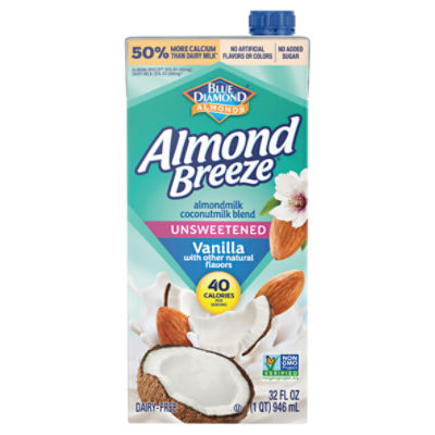 Blue Diamond Almonds Almond Breeze Unsweetened Vanilla Almond Coconutmilk Blend, 32 fl oz, 32 Fluid ounce